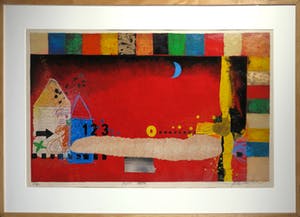 Theo Koster - Zeefdruk en collage, Blue Moon - Ingelijst (Groot) kopen? Bied vanaf 80!