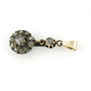 14k goud met Z1 zilver hanger bezet met roos geslepen diamenten 0.30 ct kopen? Bied vanaf 250!