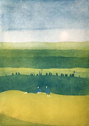 Koosje Wagenaar - kleurenets | 'Another sunday' | 1972 verkocht voor € 50!