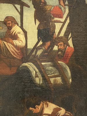 Niet of onleesbaar gesigneerd - Landelijk tafereel met figuren en ezel kopen? Bied vanaf 1!