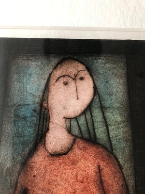 Gerda Smit - kleurenets - eigen druk - 'Meisje in het rood' - 1987 (INGELIJST) kopen? Bied vanaf 165!