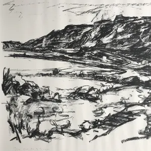 Willy Rieser - Prachtige gesigneerde kleurenlitho/steendruk - 19/50 - "Dode zee bij Masada" kopen? Bied vanaf 1!