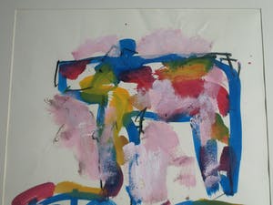 Anton Heyboer - Ingelijste gouache , Beest, Confrontatie en Vrouw – ca. 1980 – 100 x 70 cm kopen? Bied vanaf 50!