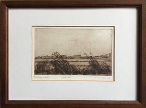 Ronald J. Schuurman - 'Lelystad' & 'Bruggetje' | set van 2 etsen (1x droge naald) - in sepia tint kopen? Bied vanaf 65!