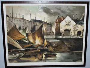 Serge Gres - Frans vissersdorpje - grote ets met aquatint kopen? Bied vanaf 25!