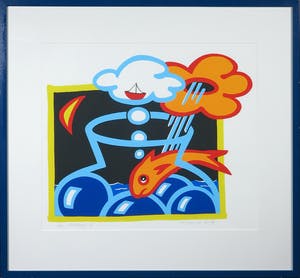 Marijke van Os - Zeefdruk, Fishstory II - Ingelijst kopen? Bied vanaf 35!