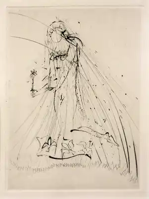 Salvador Dali - Droge naald, Boekillustratie uit 'Les Amours de Cassandre ' - Ingelijst verkocht voor € 125!