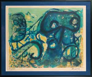 Mogens Balle - Litho, Compositie met figuren - Ingelijst verkocht voor € 150!