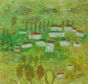 Eugene Brands - Gouache, White village - Ingelijst kopen? Bied vanaf 2200!