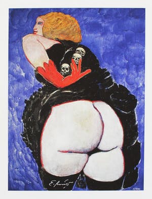 Ernst Fuchs - Kleurengiclee op LINNEN --DIE KOPFSAMMLERIN Handgesigneerd. kopen? Bied vanaf 45!