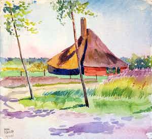 Han Krug - Aquarel "Boerderij" verkocht voor € 35!