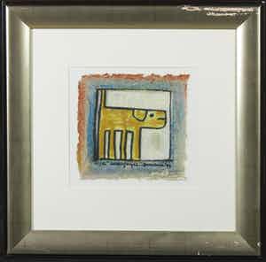 Hans Innemee - Zeefdruk op geschept papier, Looking right... - Ingelijst verkocht voor € 50!