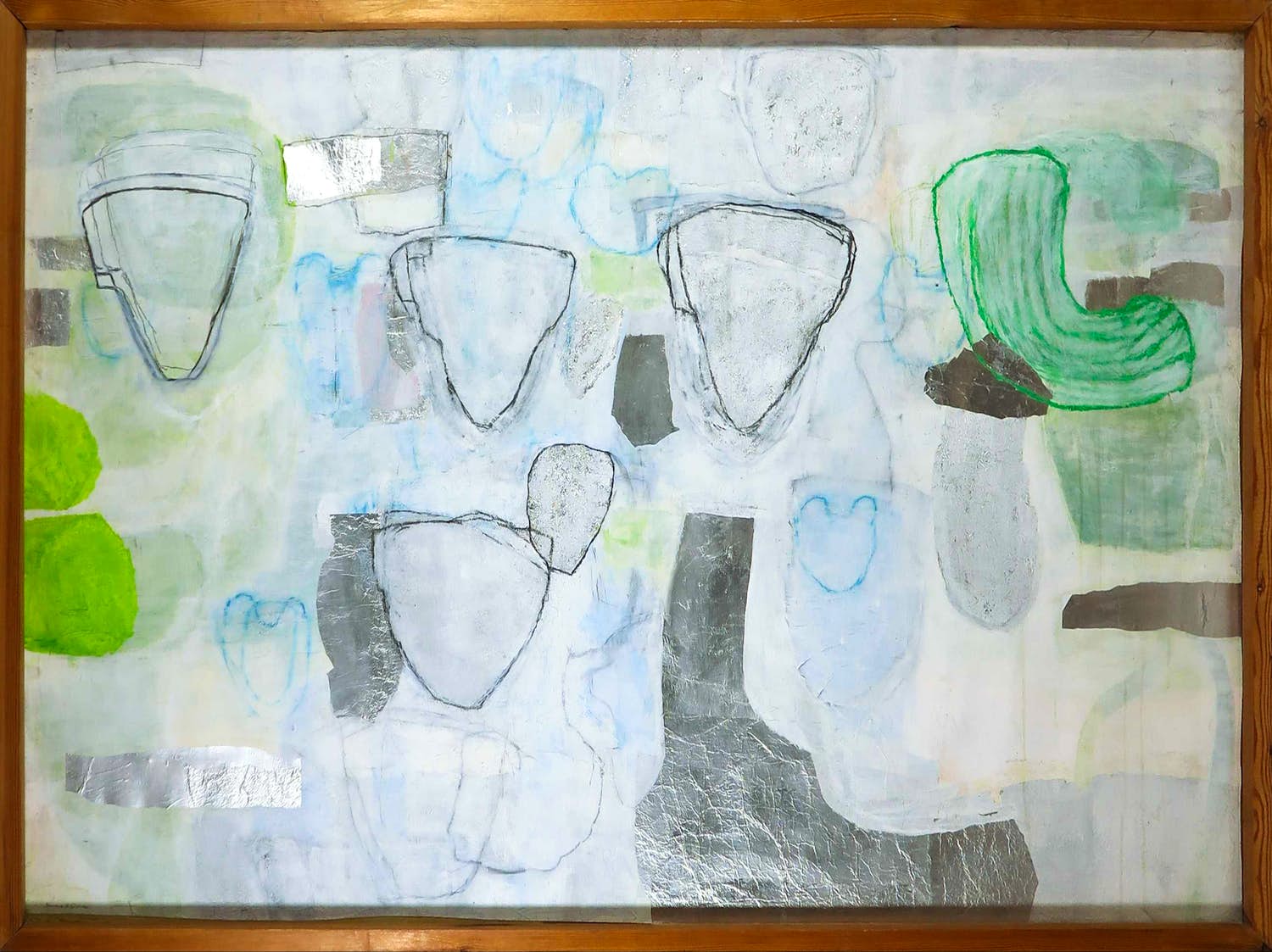 Femmie H. Duiven - Gemengde techniek op papier, Zonder titel nr. 3 - Ingelijst (Zeer groot) verkocht voor € 1!