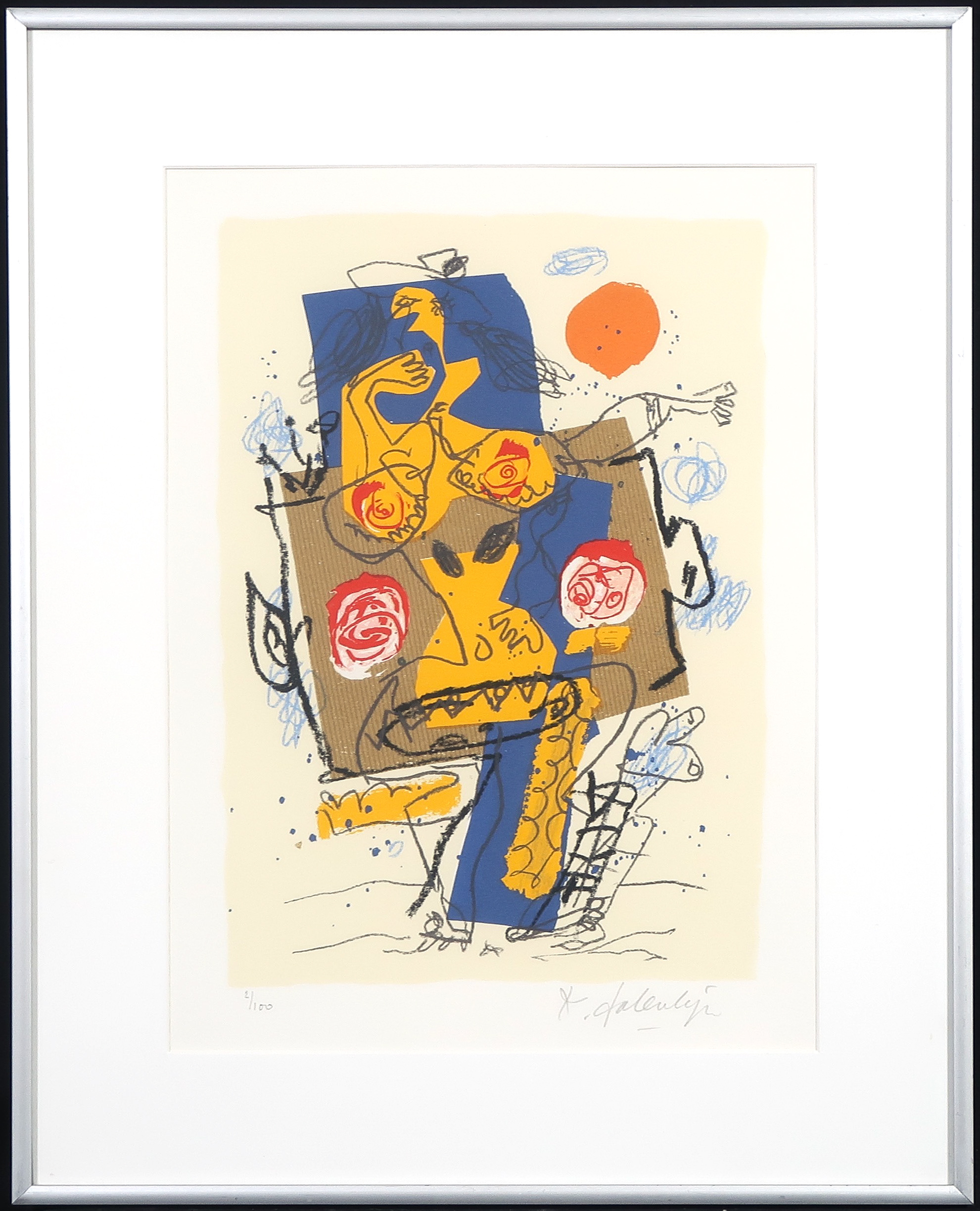 Kees Salentijn - Zeefdruk, Pan Comido VI - Ingelijst verkocht voor € 40!