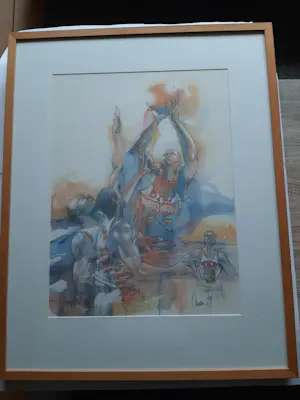 Ortho Owen - Zeefdruk, titel, "Jumpshot". kopen? Bied vanaf 40!