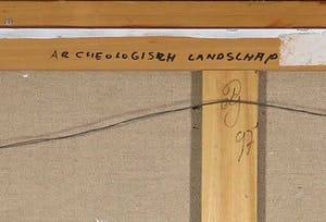 Bert Grotjohann - Gemengde techniek op doek, Archeologisch landschap 9 - Ingelijst (Zeer groot) kopen? Bied vanaf 100!