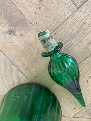 Empoli Glas - Groene Empoli glazen karaf, iconisch model Genie, 1970 kopen? Bied vanaf 75!
