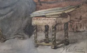 Johannes Weiland - Aquarel op papier - "Lezende man in interieur" kopen? Bied vanaf 195!