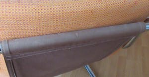 Niet of onleesbaar gesigneerd - Vintage Buisframe fauteuil met stoffen zitting kopen? Bied vanaf 1!