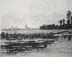 Elias Stark - Het Gein bij Abcoude, 1888 - ets kopen? Bied vanaf 45!