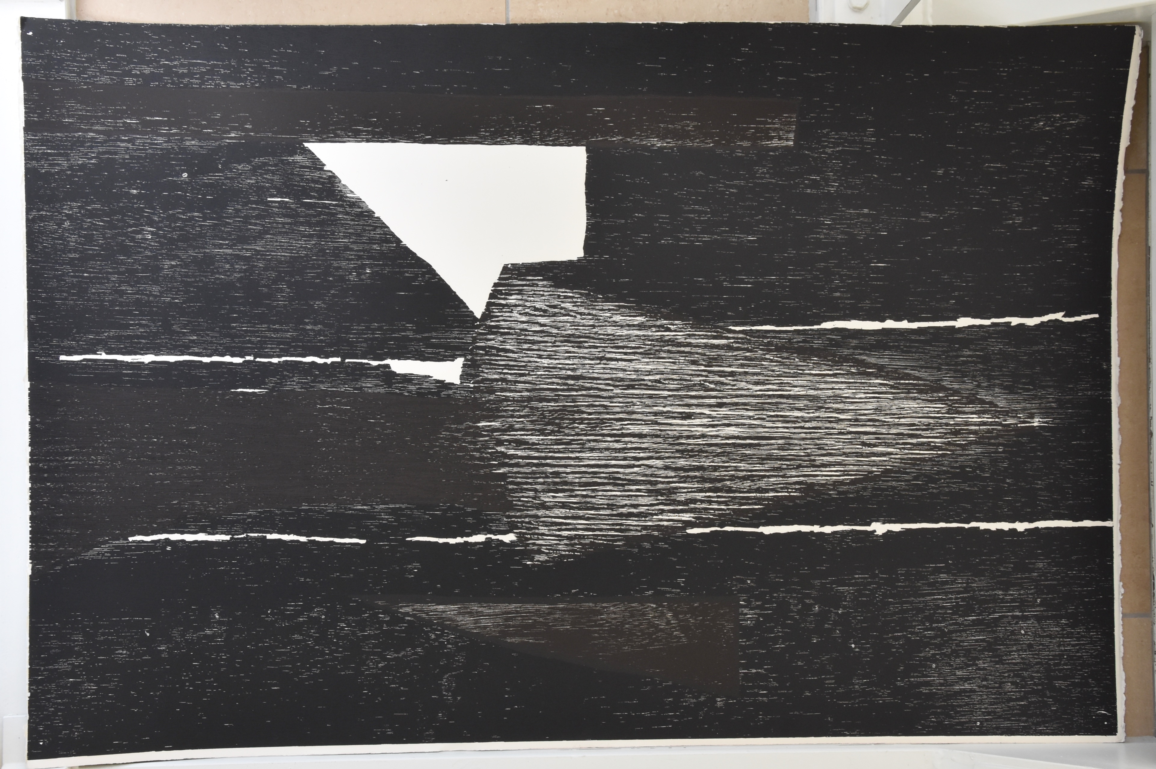 Guillaume Le Roy - # COMPOSITIE # extreem groot formaat houtsnede, 1984, mint kopen? Bied vanaf 85!