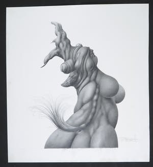 Peter Breedijk - Zeer gedetailleerde potloodtekening, Fantasiefiguren kopen? Bied vanaf 100!