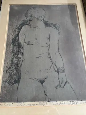 Els Korver - ets monotype eigen druk van zittend naakt kopen? Bied vanaf 45!