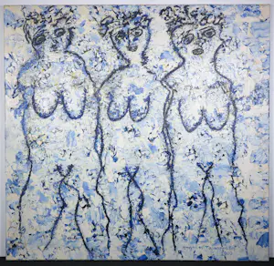 Angelos Tassopoulos - Olieverf op doek, Compositie met drie figuren - Zeer groot kopen? Bied vanaf 600!