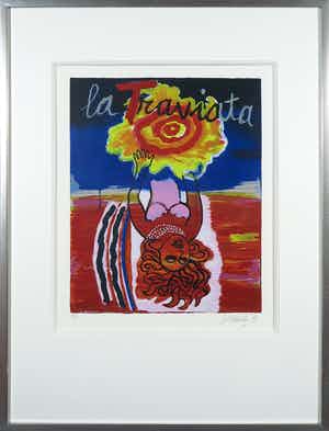 Corneille - Zeefdruk, La Traviata - Ingelijst verkocht voor € 1!