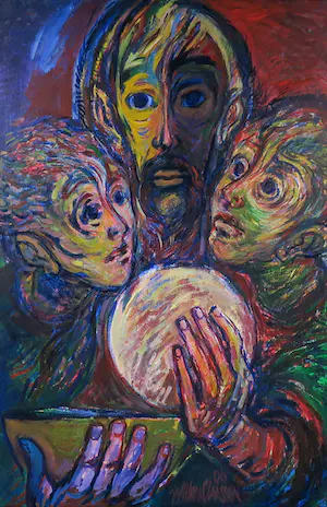 Willem Claassen - Acryl op doek, Emmaüsgangers - Ingelijst (Groot formaat!) kopen? Bied vanaf 1!