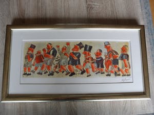 Franz Borghese - Aquatint ets, Titel, Raduno sportivo. kopen? Bied vanaf 175!