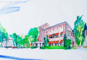 Guus van Eck - Centraal Ziekenfonds Sittard - Gouache op papier verkocht voor € 40!