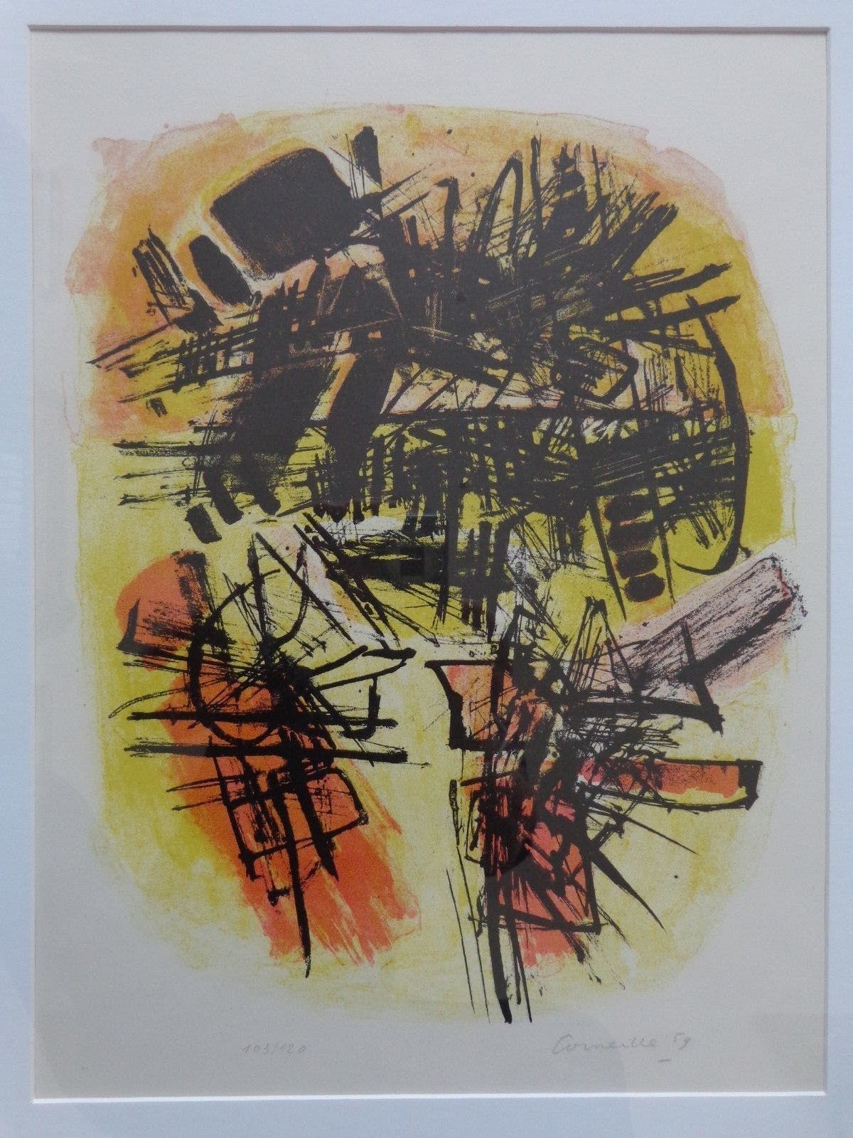 Corneille - ABSTRACTIE / KLEURLITHO / 61x51cm / KADER / SIG / 1959 kopen? Bied vanaf 245!