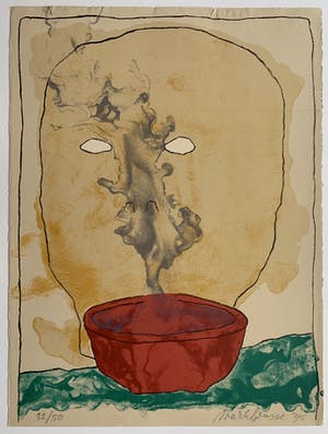 Mark Brusse - kleurenzeefdruk - 'De rode kom' - 1995 (Zie conditie) kopen? Bied vanaf 1!