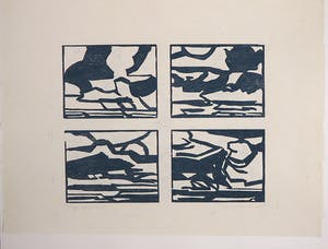 Paul Overhaus - Lot van 4 houtsnedes, Landschappen kopen? Bied vanaf 1!