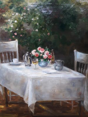 Niet of onleesbaar gesigneerd - Tuinscene. kopen? Bied vanaf 1!