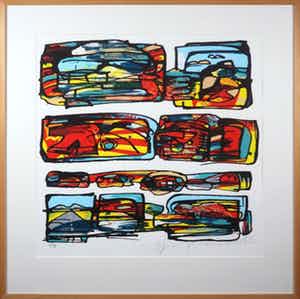 George Heidweiller - Zeefdruk, Zonder titel - Ingelijst verkocht voor € 80!