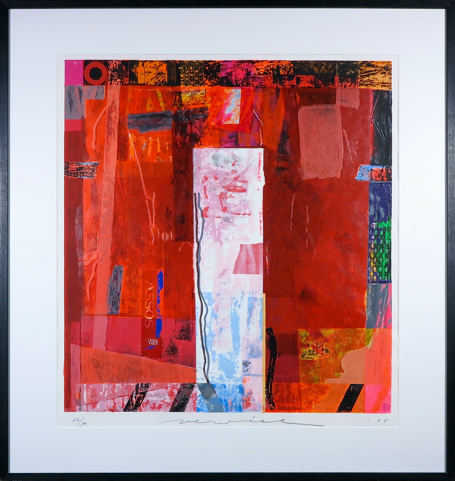 Jos Verwiel - Zeefdruk, Mandras - Ingelijst(groot) verkocht voor € 40!