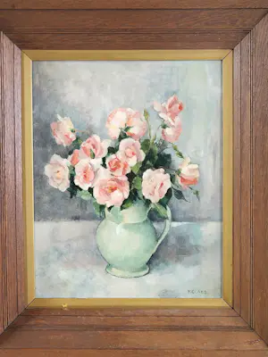 Florent Claes - Bloemstilleven in groene vaas. kopen? Bied vanaf 20!