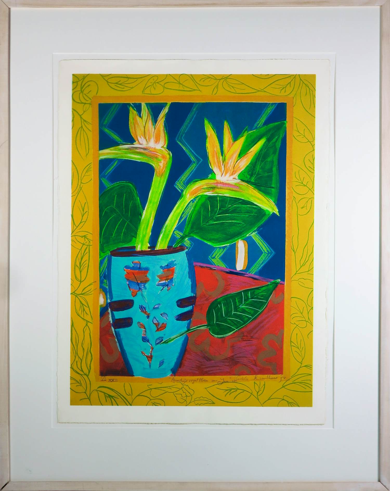 Saskia Kuulkers - Litho op papier, Paradijsvogels - Ingelijst (Groot) kopen? Bied vanaf 50!