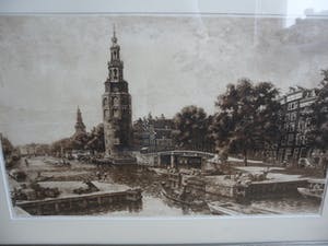 Cornelis Brandenburg - Ets - Oude Schans te Amsterdam ( Groot ) kopen? Bied vanaf 120!