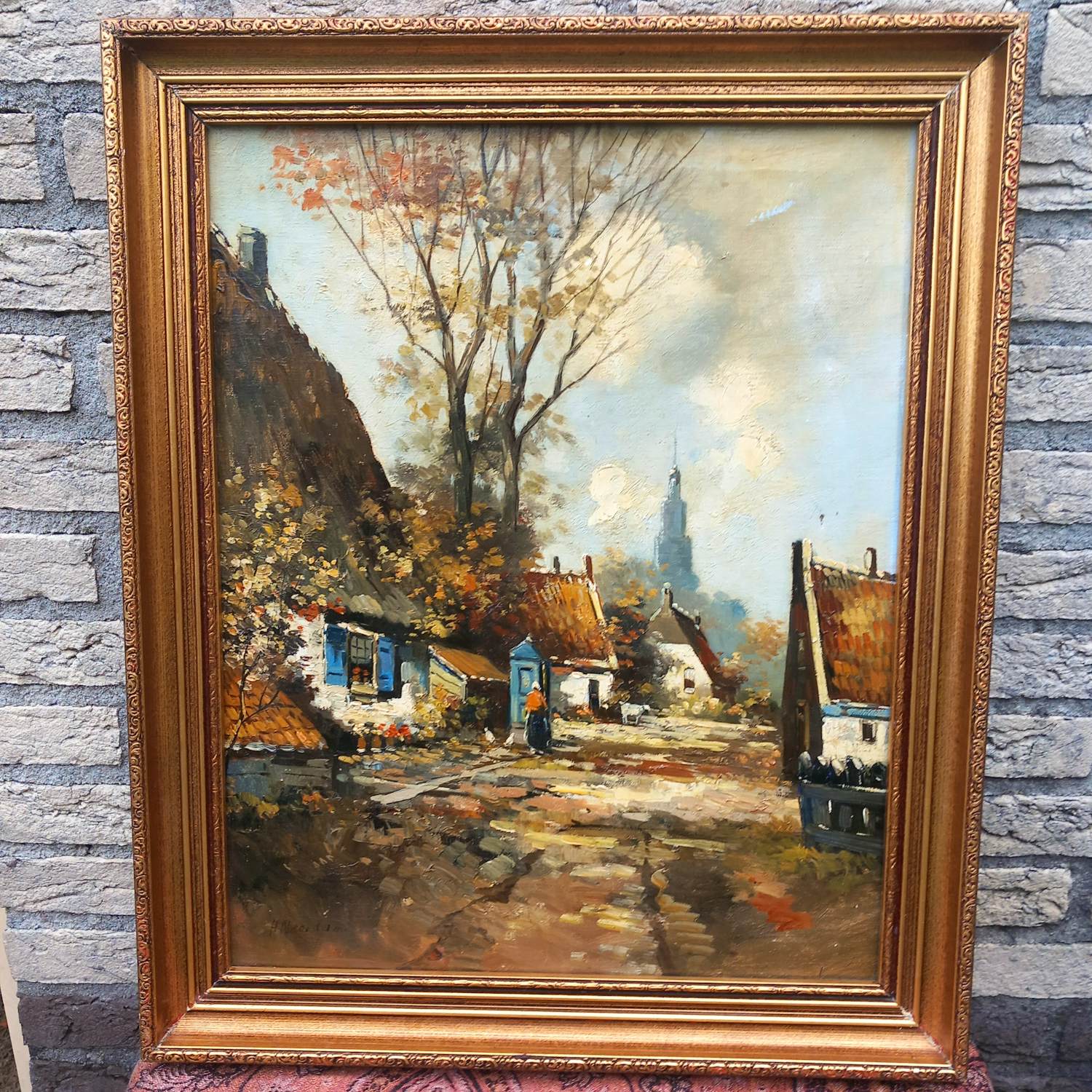 H. Noordam - Landschap met Dorp. kopen? Bied vanaf 40!
