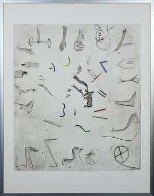 Henk Visch - Ets, Het menselijk handelen - Ingelijst verkocht voor € 1!