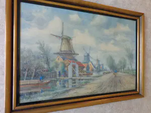 Henri Seghers - ZUID-HOLLANDS MOLENLANDSCHAP / ORIGINEEL WERK / 79x112cm / KADER / SIG kopen? Bied vanaf 165!