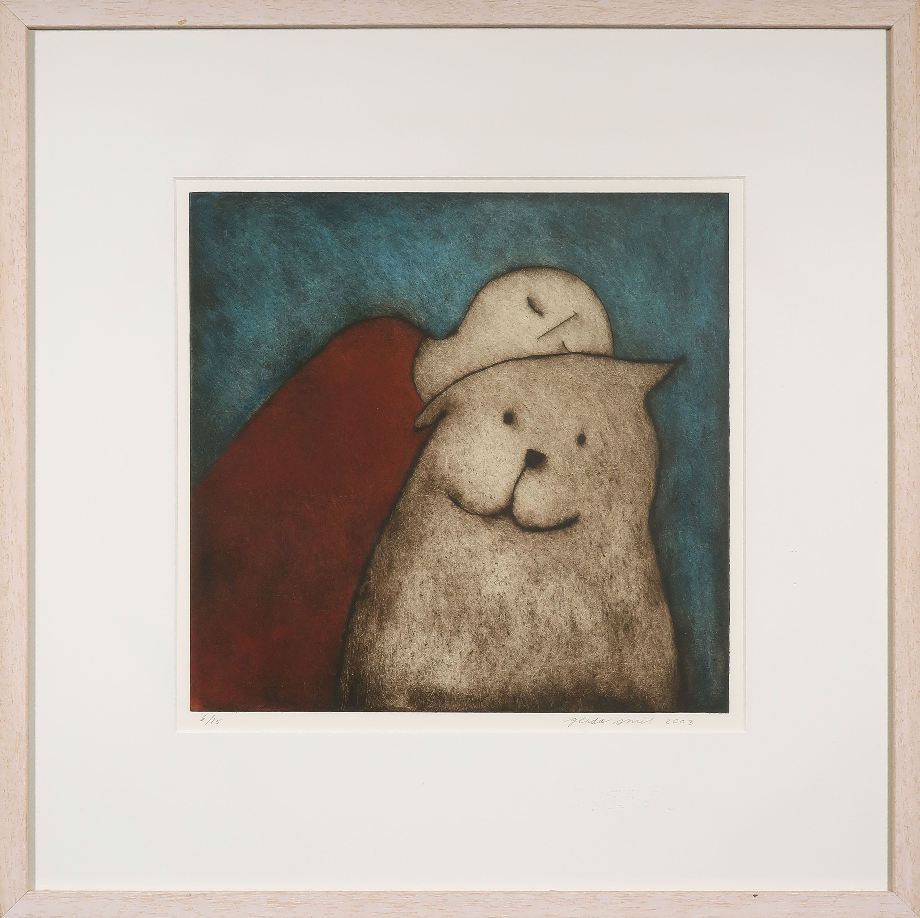 Gerda Smit - Kleurenets, Knuffeldier - Ingelijst verkocht voor € 50!