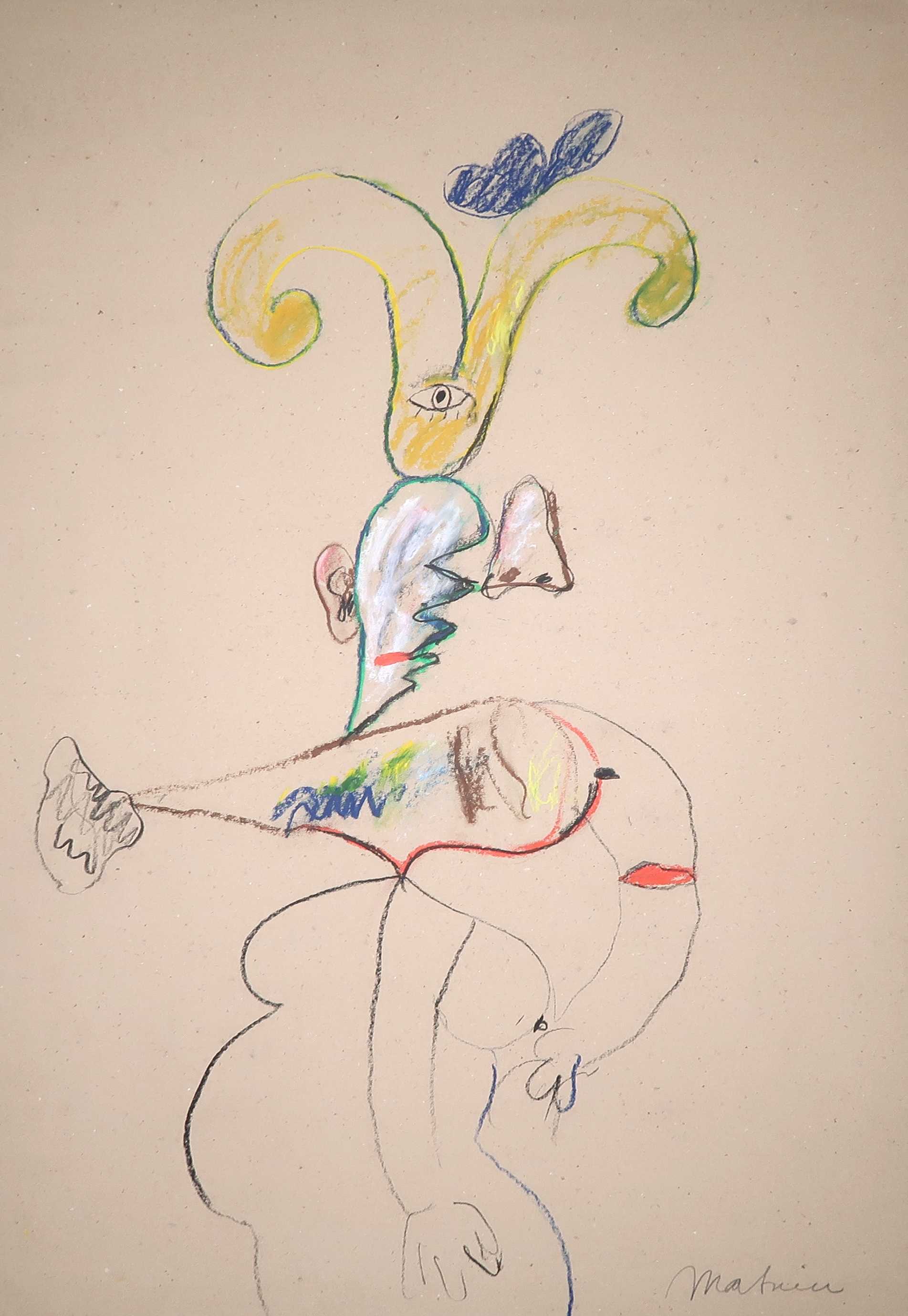 Anton Martineau - Krijttekening, Zonder titel (Groot) kopen? Bied vanaf 50!