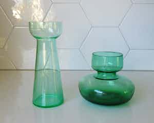 Rimac - Groen Hyacintglas "Belle" en groen Krokusvaasje verkocht voor € 28!
