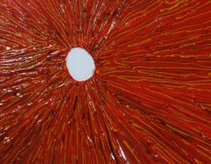 Pim Lenos - Olieverf op papier, Compositie in rood - Ingelijst (Groot) kopen? Bied vanaf 800!