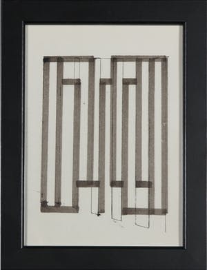 Siep van den Berg - Lot van twee pentekeningen, Geometrisch abstracte compositie - Ingelijst kopen? Bied vanaf 35!