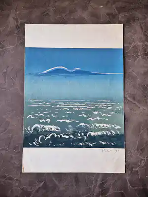 Wally Elenbaas - Mooie kleuren lithografie "kust" - zeer kleine oplage (12) - gesigneerd verkauft für € 57!